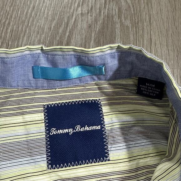 Tommy Bahama Yellow & Blue Striped Long Sleeve Button Down Shirt Size M - Picture 5 of 8